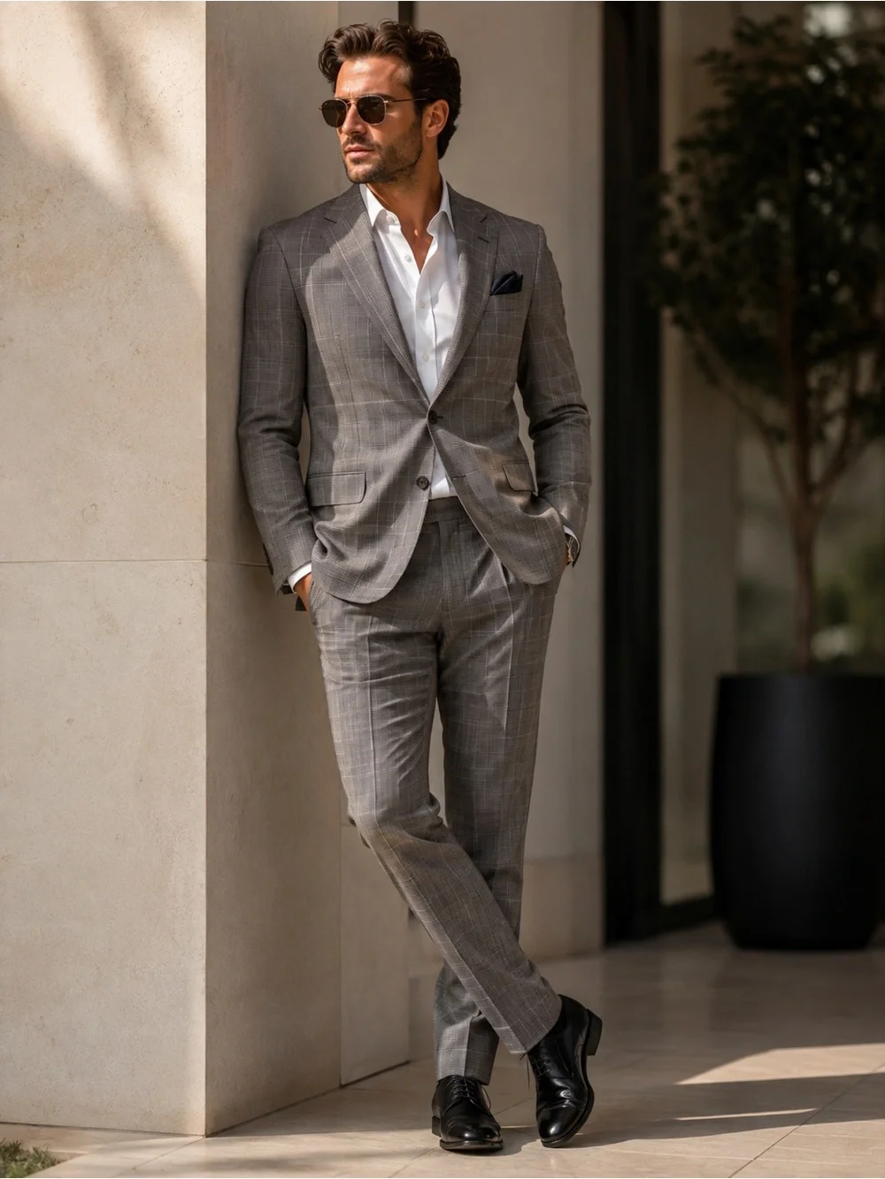 Paul Smith Gray Plaid Two-Piece Suit